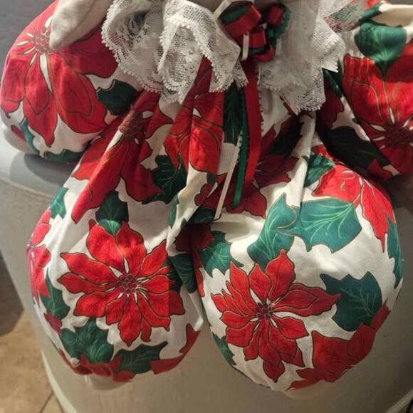 Poinsettia Shelf Sitting Christmas Stuffed Bunny Rabbit 20" Plushie Plushy - Picture 4 of 6